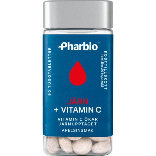 Pharbio Järn + Vitamin C 90 tuggtablett