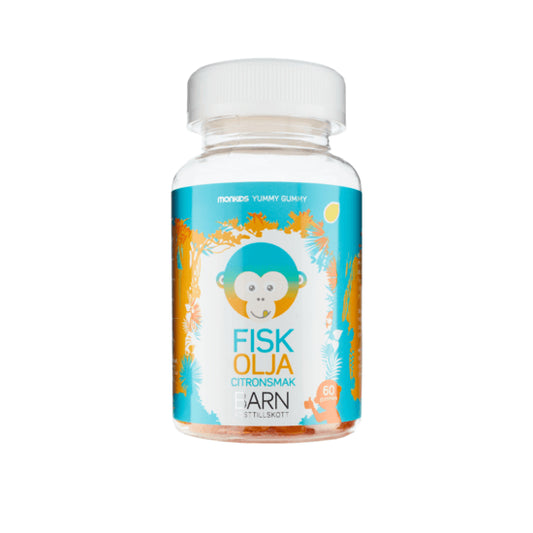 Monkids Fiskolja Citron Barn 60 st tuggtabletter